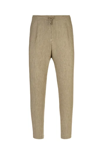 Pantalone+coulisse lino tabacco BRIGLIA